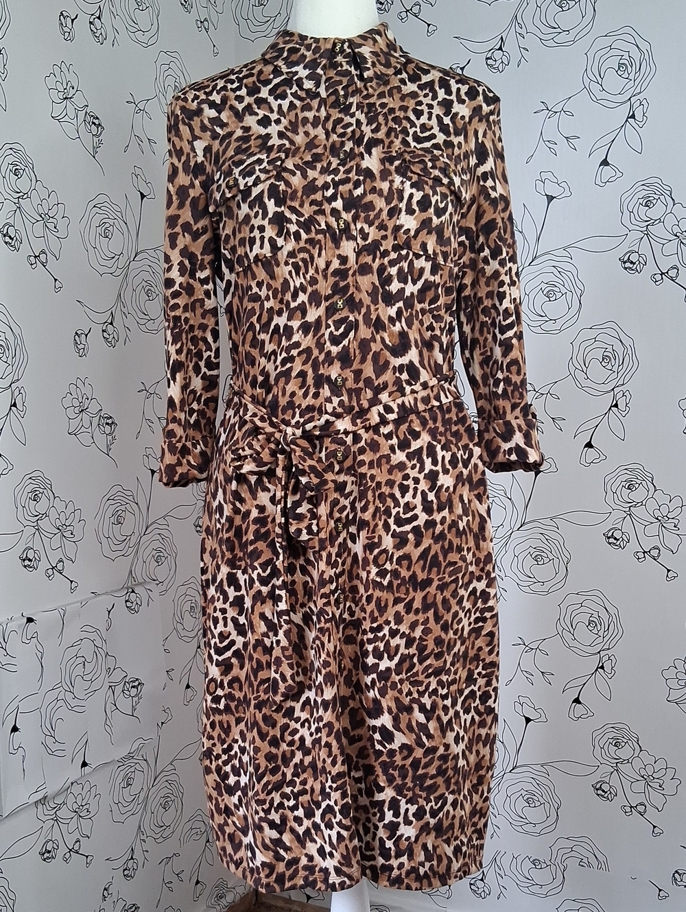 Charter Club Leopard Print Utility Shirt Dress in Brown PM